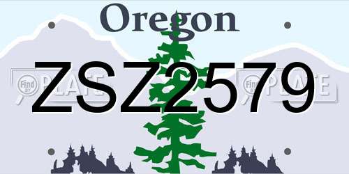 ZSZ2579 Oregon License Plate