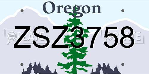 ZSZ3758 Oregon License Plate