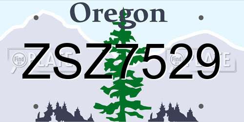 ZSZ7529 Oregon License Plate