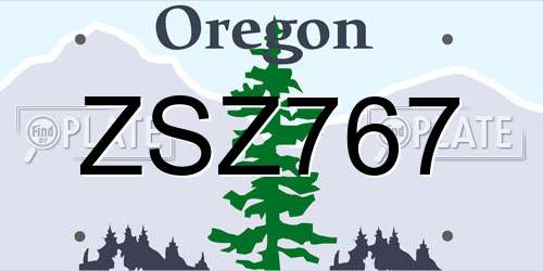 ZSZ767 Oregon License Plate