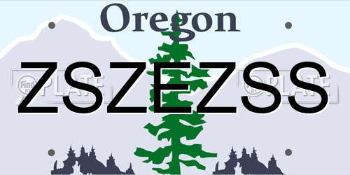 ZSZEZSS Oregon License Plate