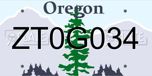 ZT0G034 Oregon License Plate