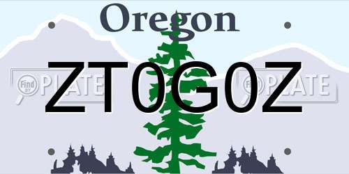ZT0G0Z Oregon License Plate