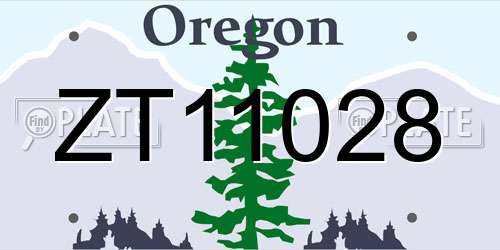 ZT11028 Oregon License Plate