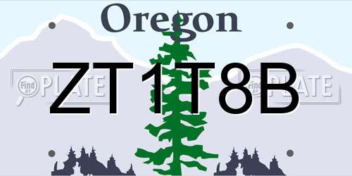 ZT1T8B Oregon License Plate