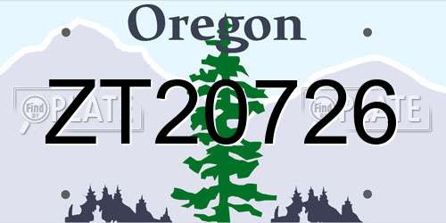 ZT20726 Oregon License Plate