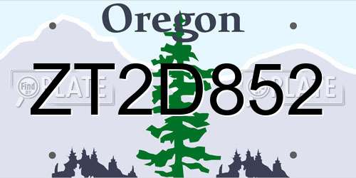 ZT2D852 Oregon License Plate