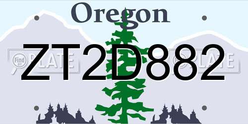 ZT2D882 Oregon License Plate