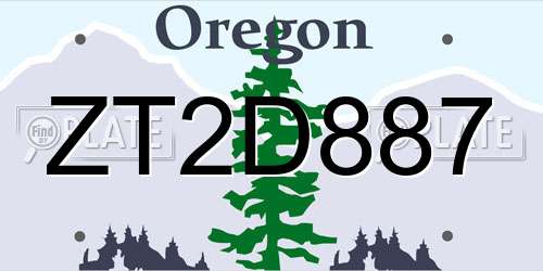 ZT2D887 Oregon License Plate