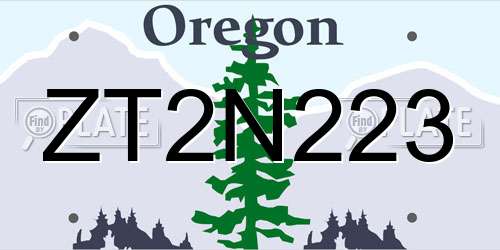 ZT2N223 Oregon License Plate