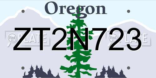 ZT2N723 Oregon License Plate