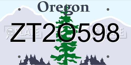 ZT2O598 Oregon License Plate