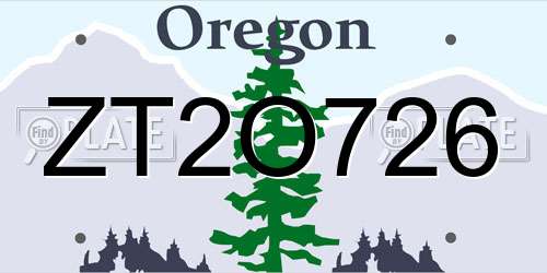 ZT2O726 Oregon License Plate