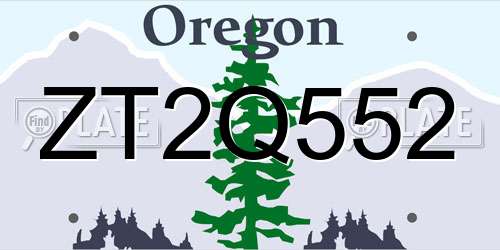 ZT2Q552 Oregon License Plate