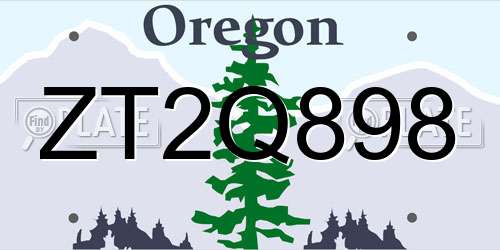 ZT2Q898 Oregon License Plate