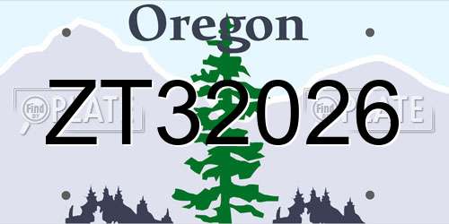 ZT32026 Oregon License Plate