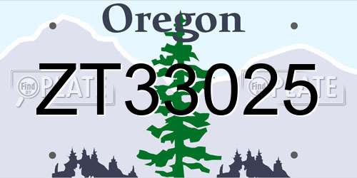ZT33025 Oregon License Plate