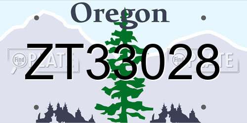ZT33028 Oregon License Plate