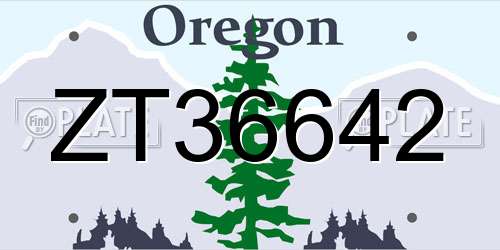 ZT36642 Oregon License Plate