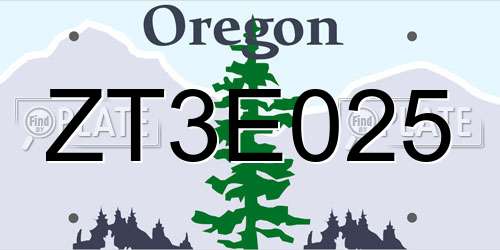 ZT3E025 Oregon License Plate