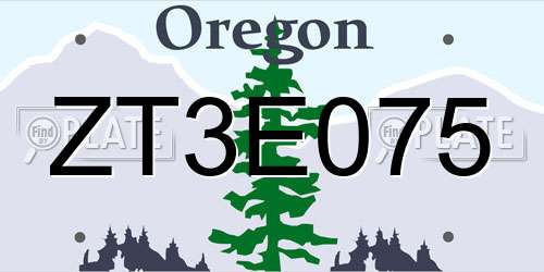 ZT3E075 Oregon License Plate