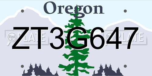ZT3G647 Oregon License Plate