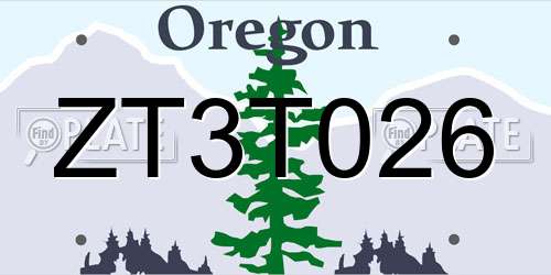 ZT3T026 Oregon License Plate
