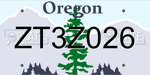 ZT3Z026 Oregon License Plate