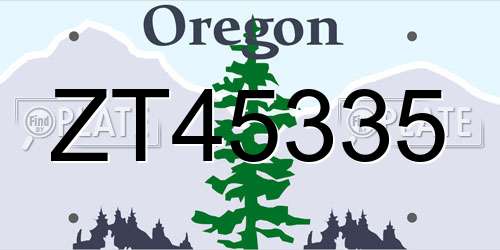 ZT45335 Oregon License Plate