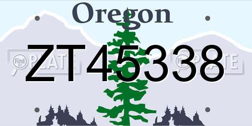 ZT45338 Oregon License Plate