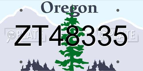 ZT48335 Oregon License Plate