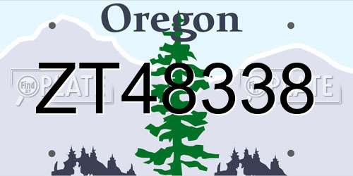 ZT48338 Oregon License Plate