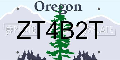 ZT4B2T Oregon License Plate