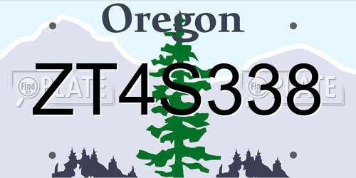 ZT4S338 Oregon License Plate