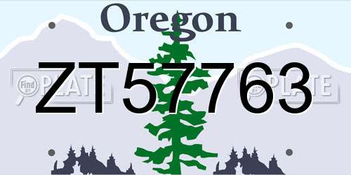 ZT57763 Oregon License Plate