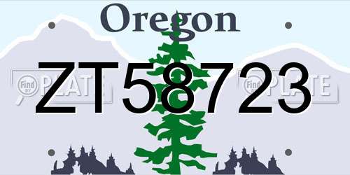 ZT58723 Oregon License Plate