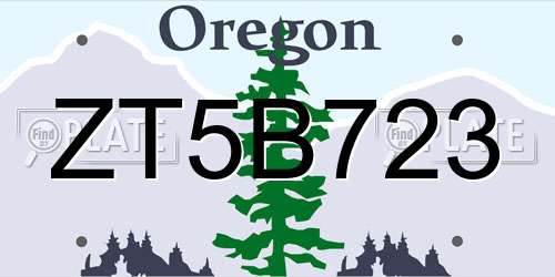ZT5B723 Oregon License Plate