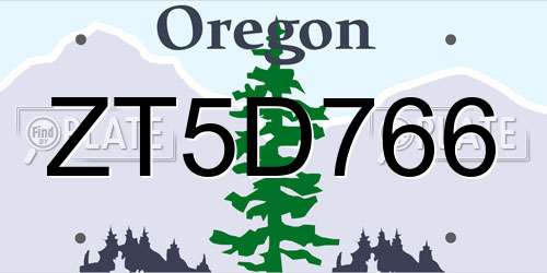 ZT5D766 Oregon License Plate