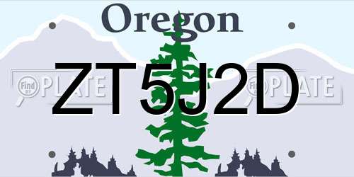 ZT5J2D Oregon License Plate