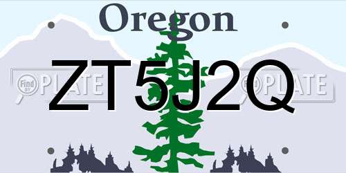 ZT5J2Q Oregon License Plate