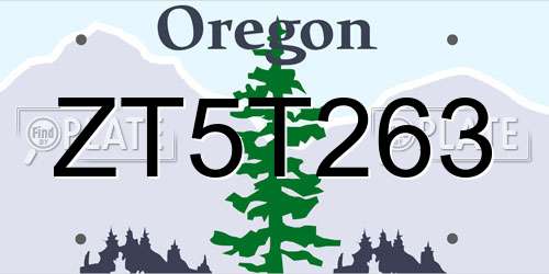 ZT5T263 Oregon License Plate