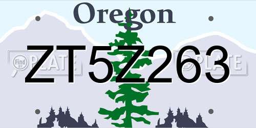 ZT5Z263 Oregon License Plate