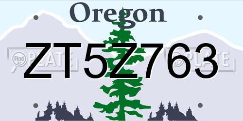 ZT5Z763 Oregon License Plate