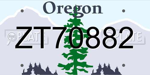 ZT70882 Oregon License Plate