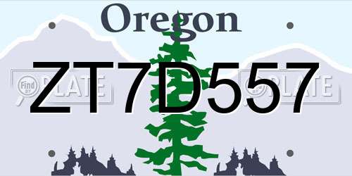ZT7D557 Oregon License Plate