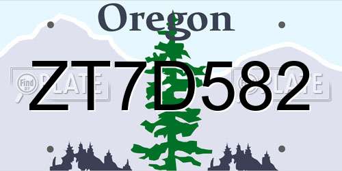ZT7D582 Oregon License Plate