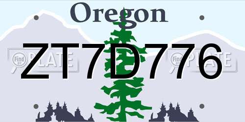 ZT7D776 Oregon License Plate