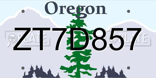 ZT7D857 Oregon License Plate