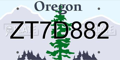 ZT7D882 Oregon License Plate