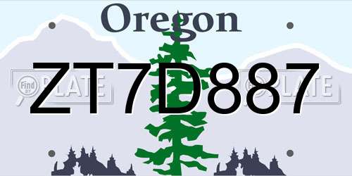 ZT7D887 Oregon License Plate